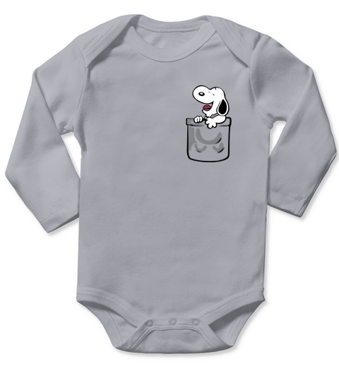 snoopy pocket Long Sleeve Baby One-Piece