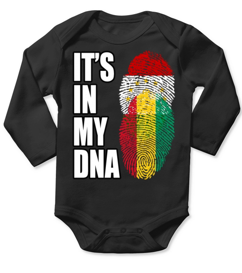 Tajikistani And Guinean Vintage Heritage DNA Flag Long Sleeve Baby One-Piece