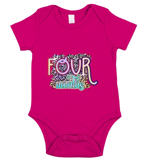 4 Four Months Funny Baby Birthday Gift Design Short Sleeve Baby One-Piece