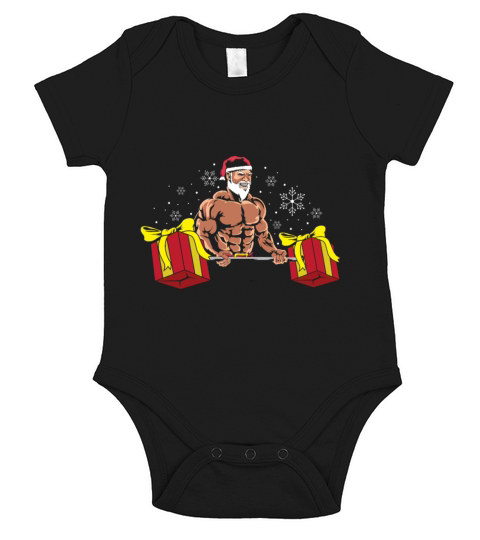 Bodybuilding Bodybuilder Christmas Santa Lift Short Sleeve Baby One-Piece