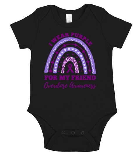 I Wear Purple For My Friend Overdose Awareness Short Sleeve Baby One-Piece