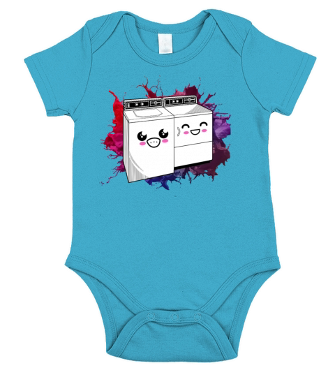 wash machine dryer kawaii vintage retro Short Sleeve Baby One-Piece