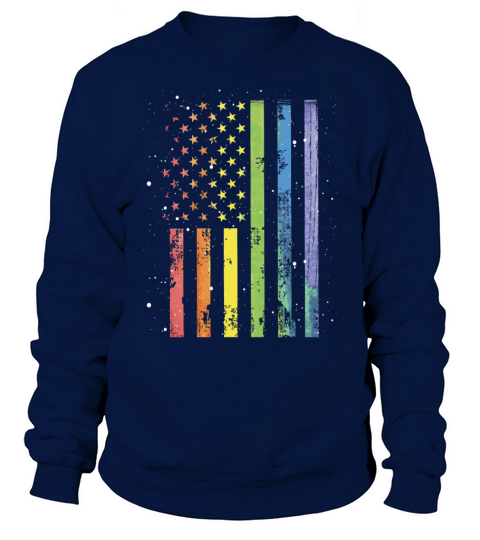 LGBT Community American Flag Rainbow Colors Gay Sweatshirt Unisex