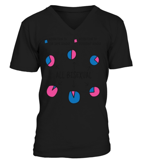 Bisexual Bi Pride Flag Pie Chart V-Neck T-shirt