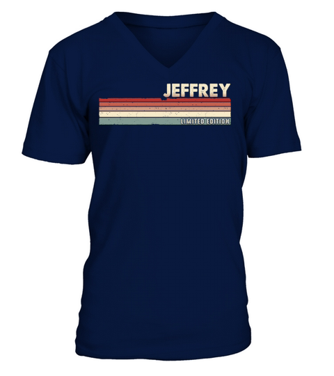 Jeffrey Funny Retro Vintage Name surname 80s 90s V-Neck T-shirt