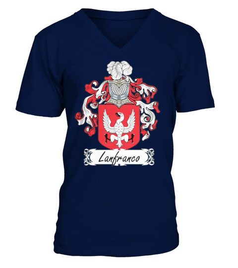 Lanfranco Family Crest Italian Family Crests V-Neck T-shirt