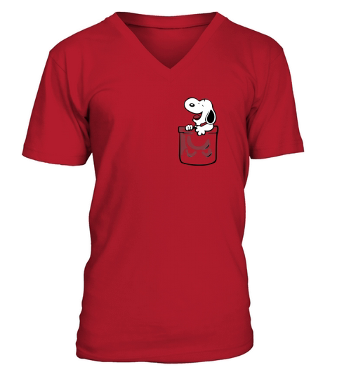 snoopy pocket V-Neck T-shirt