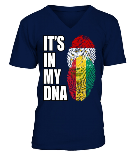 Tajikistani And Guinean Vintage Heritage DNA Flag V-Neck T-shirt