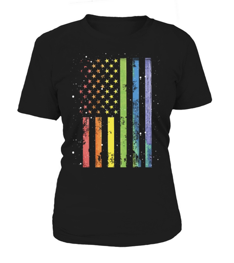 LGBT Community American Flag Rainbow Colors Gay Women's T-Shirt