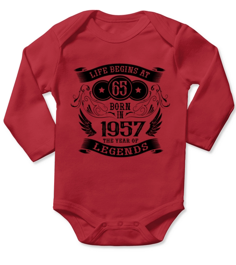 65th Birthday Gifts Vintage 1957 Vintage Long Sleeve Baby One-Piece
