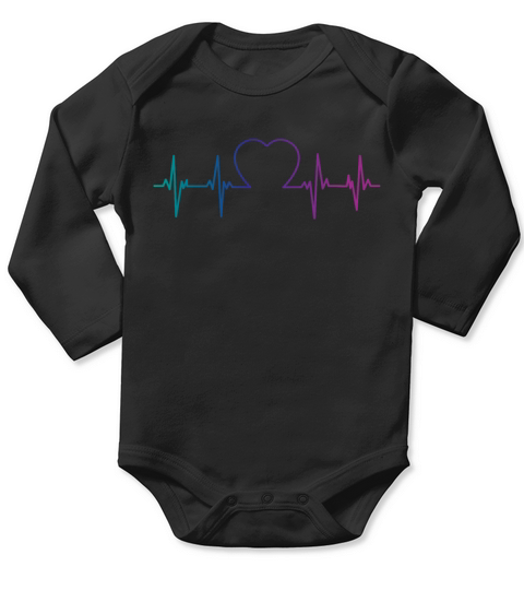 Bisexual Bi Pride Flag Heartbeat Long Sleeve Baby One-Piece