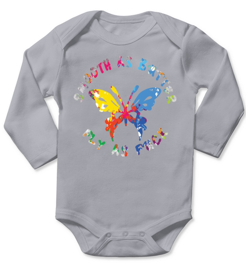 Butterfly Color Splash Dripping Colorful Paint Pun Long Sleeve Baby One-Piece