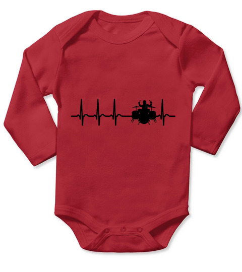 Herzschlag Drummer Schlagzeug lustiges Geschenk Long Sleeve Baby One-Piece