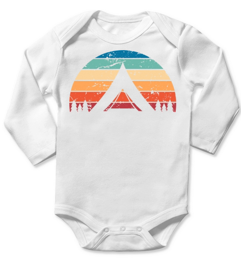 Retro Glamping Sunset Vintage camping Sunrise Long Sleeve Baby One-Piece