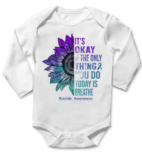 Suicide Awareness Shirt Sunflower Gift For Him her Long Sleeve Baby One-Piece
