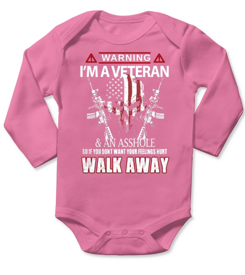 Veteran Warning Im A Veteran - Military Long Sleeve Baby One-Piece