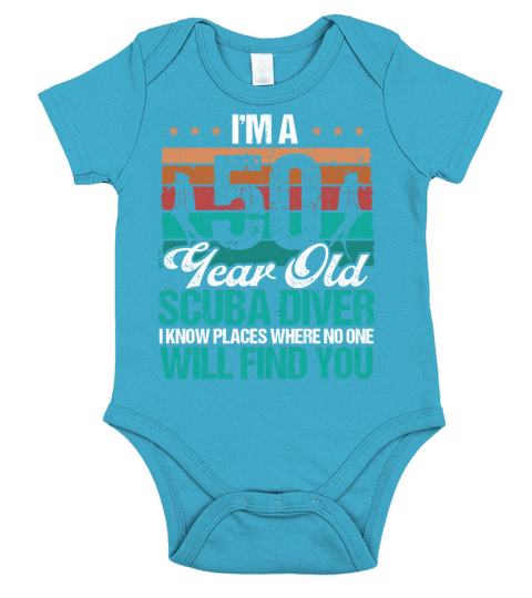 50 Year Old Scuba Diver know Places 50th Birthday Short Sleeve Baby One-Piece