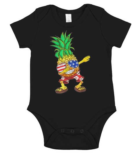 Dabbing Pineapple US Flag Sunglasses 4th Of July shirt Short Sleeve Baby One-Piece