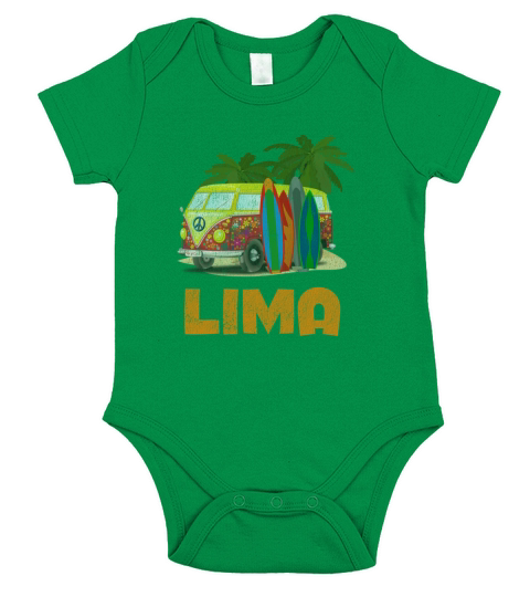Lima Peru Retro Surfing Distressed T-Shirt Short Sleeve Baby One-Piece
