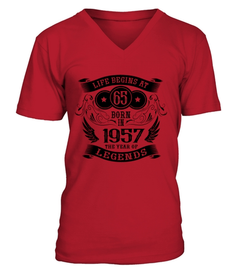 65th Birthday Gifts Vintage 1957 Vintage V-Neck T-shirt