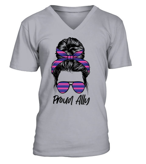Bisexual Bi Pride Flag Bun V-Neck T-shirt