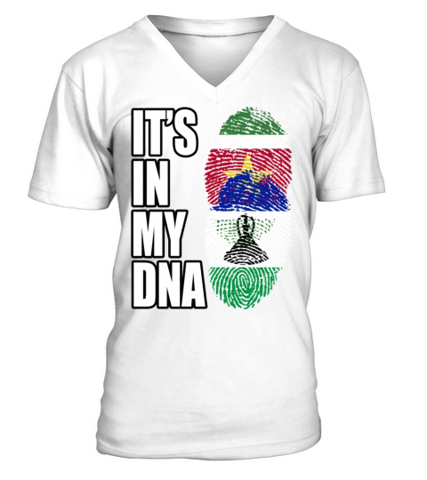 Surinamese And Basotho Vintage Heritage DNA Flag V-Neck T-shirt