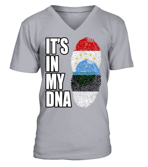 Tajikistani And Estonian Vintage Heritage DNA Flag V-Neck T-shirt
