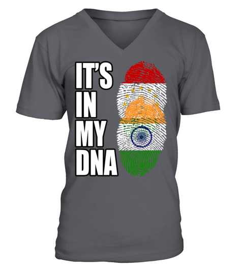 Tajikistani And Indian Vintage Heritage DNA Flag V-Neck T-shirt