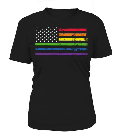 LGBT Community American Flag Rainbow Colors Gay Women's T-Shirt