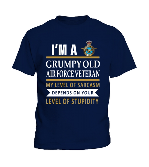 Im a Grumpy old air force veteran my level of sarcasm depends on shirt Kids T-Shirt