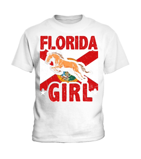 Vintage Horseback Riding Horse Girl Florida Kids T-Shirt