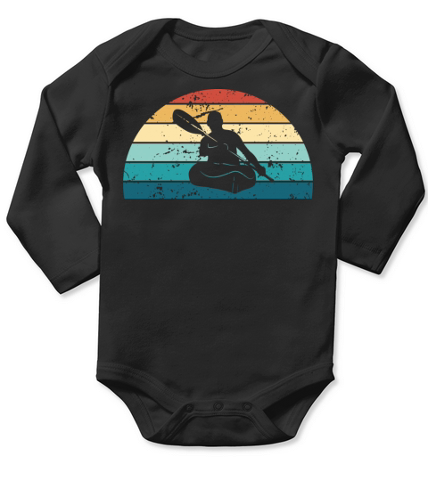 Retro Kayaking Sunset Vintage kayak Sunrise Long Sleeve Baby One-Piece