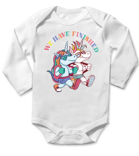 Unicorn Friends have finished school kindergarten Long Sleeve Baby One-Piece