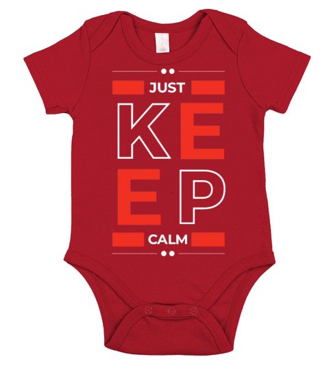 Black Red Just Keep Calm Quote Typography T shirt Short Sleeve Baby One-Piece
