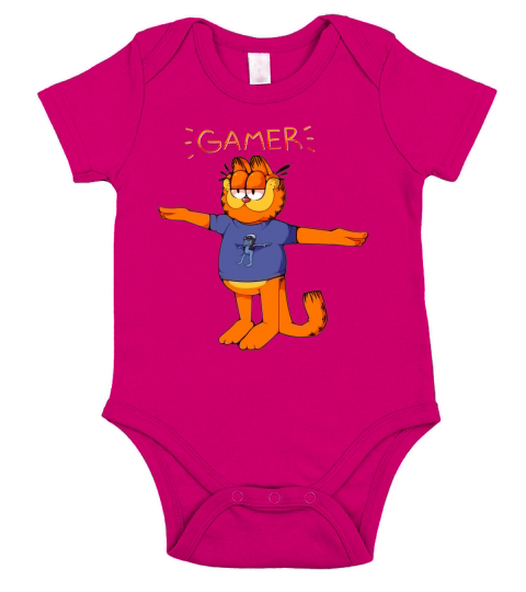 Gamer Garfield [Crazy Frog T Pose Short Sleeve Baby One-Piece