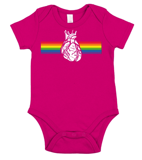 LGBT Anatomical Heart Rainbow Gay Lesbian Short Sleeve Baby One-Piece