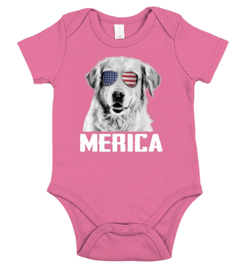 Merica Retrievers Golden US Flag Sunglasses 4th Of July Shir shirt Short Sleeve Baby One-Piece