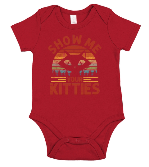 Show Me Your Kitties Cat Retro Vintage Short Sleeve Baby One-Piece