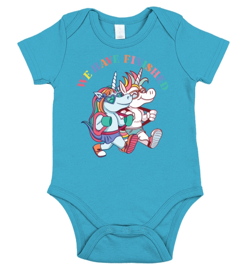 Unicorn Friends have finished school kindergarten Short Sleeve Baby One-Piece