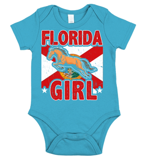 Vintage Horseback Riding Horse Girl Florida Short Sleeve Baby One-Piece