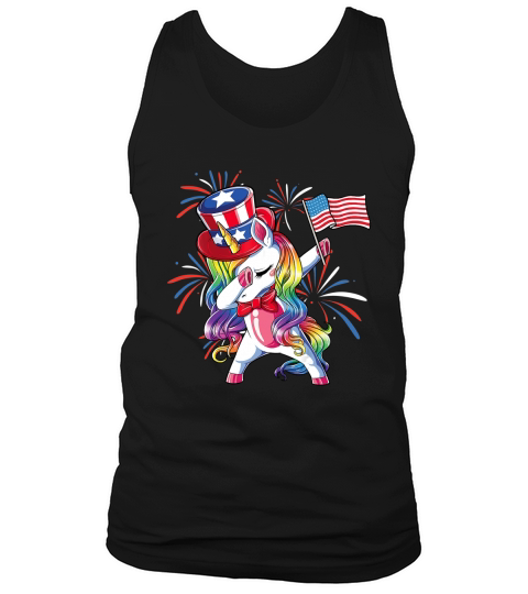Unicorn Dabbing Patriotic 4th Of July American Flag shirt Tank Top Unisex