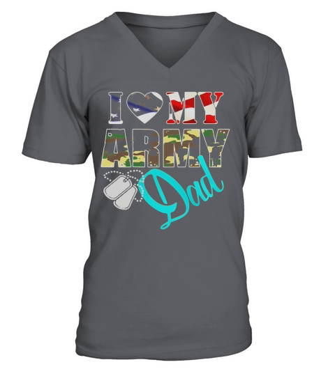 I Love My Army Dad With American Flag T Shirt V-Neck T-shirt