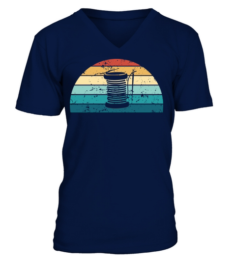 Retro Quilting Sunset Vintage sewing Sunrise V-Neck T-shirt