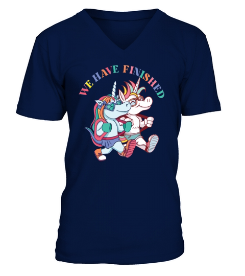 Unicorn Friends have finished school kindergarten V-Neck T-shirt