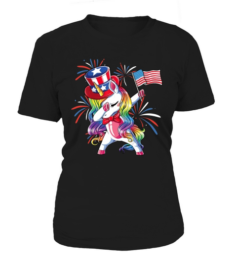 Unicorn Dabbing Patriotic 4th Of July American Flag shirt Women's T-Shirt