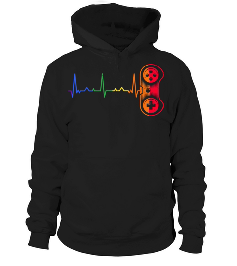Gamer Heartbeat Rainbow Pride Month Video Game Hoodie Unisex