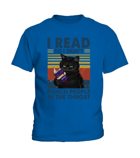 Black Cat I Read So I Dont Punch People In The Throat Vintage Kids T-Shirt