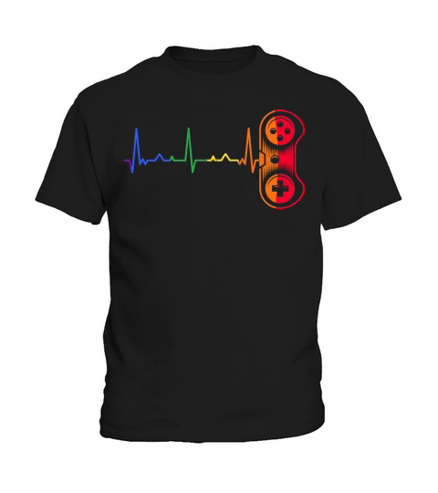 Gamer Heartbeat Rainbow Pride Month Video Game Kids T-Shirt