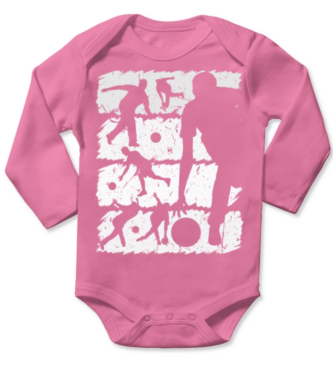 Bowling Player Silhouette Bowl Long Sleeve Baby One-Piece