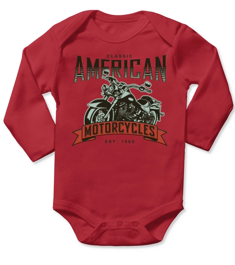 Classic American Motorcycle Long Sleeve Baby One-Piece